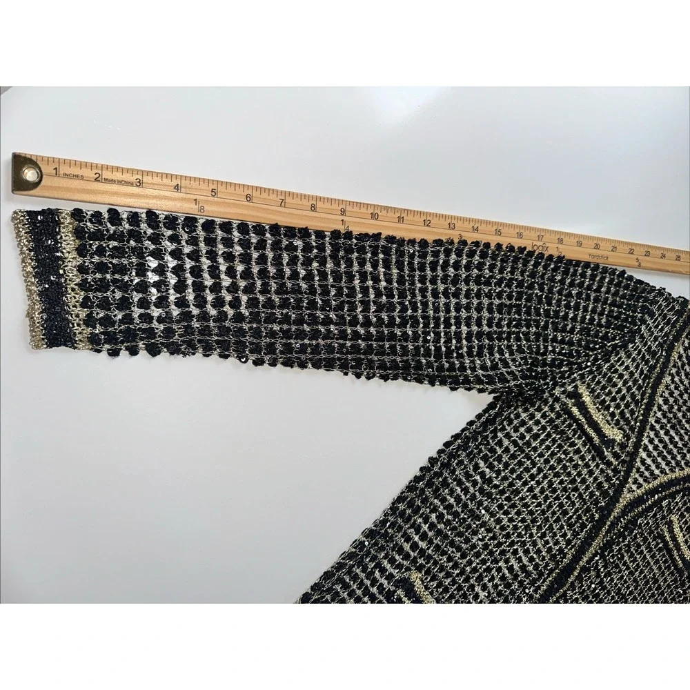 Rush By Rosanna Black Gold Metallic Cardigan SIZE Medium - Picture 9 of 10